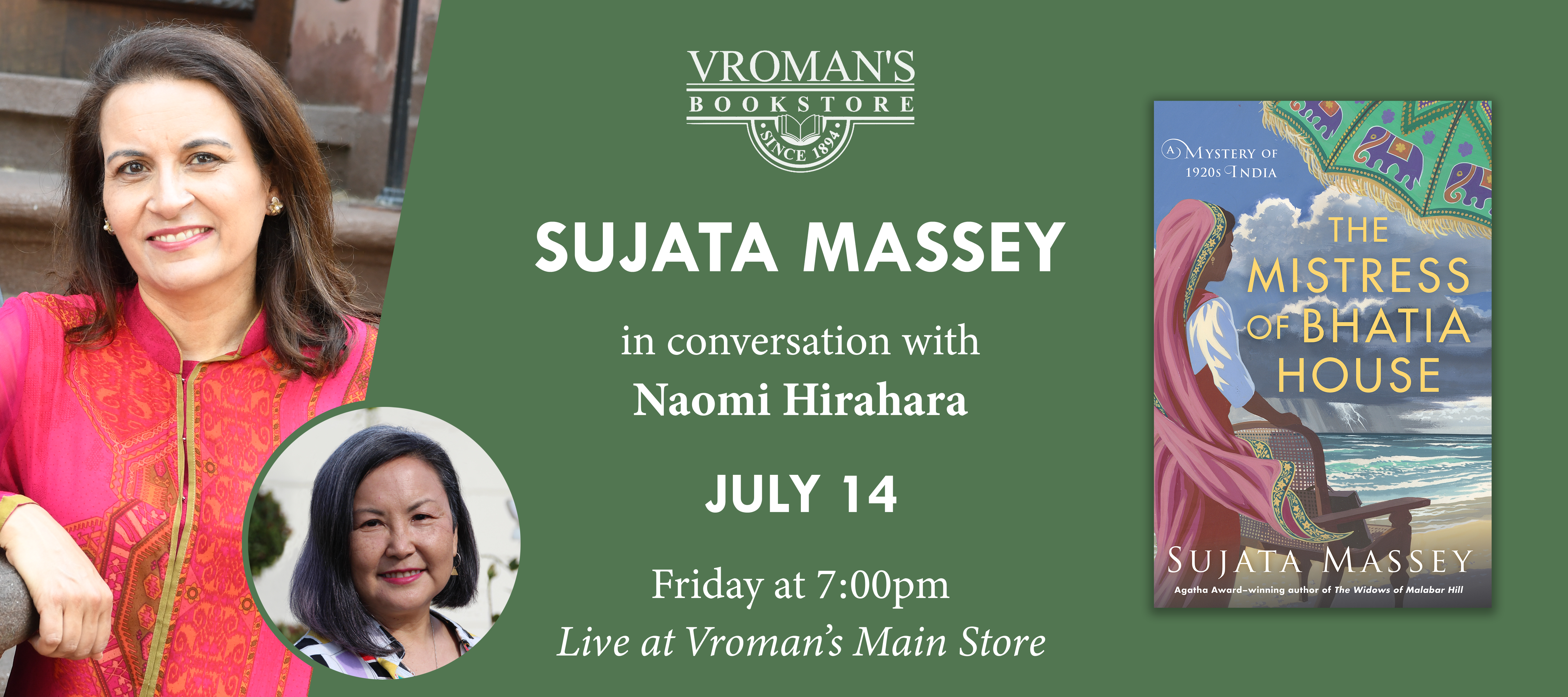 Sujata Massey, in conversation with Naomi Hirahara, discusses The Mistress of Bhatia House