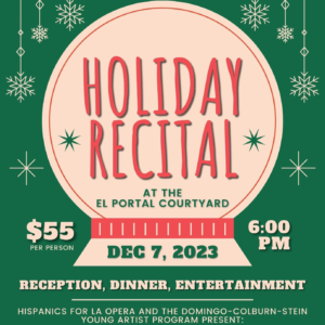Flyer for Holiday Recital at El Portal on December 7, 2023